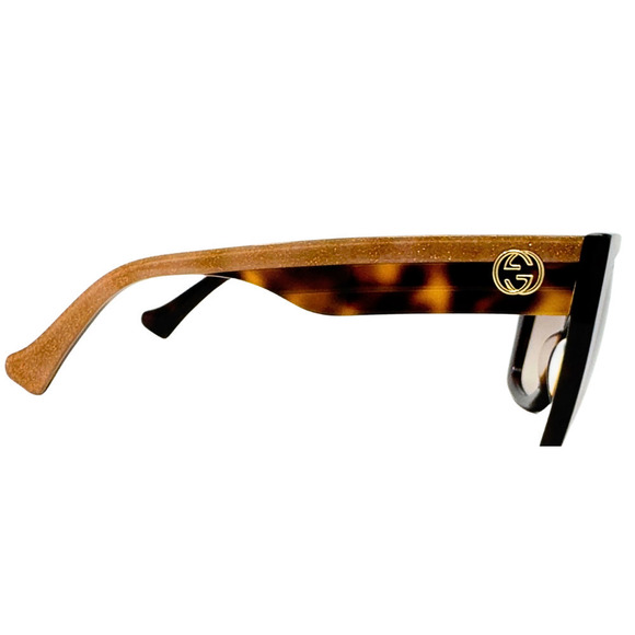 Gucci Sunglasses GG Logo Glitter Havana Hollywood Oversize Square Gradient Brown - Picture 4 of 13